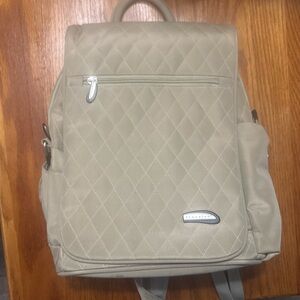 Travelon Microfiber Convertible Beige Quilted Backpack/Cossbody